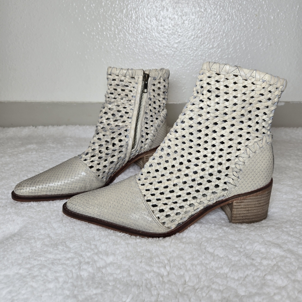 Free People Woven Cream Ankle Booties - Picture 5 of 13